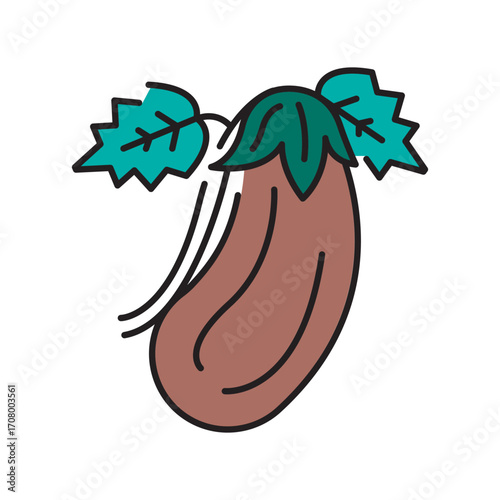 eggplant growing color flat icon for digital and print projects. Arctic animals.