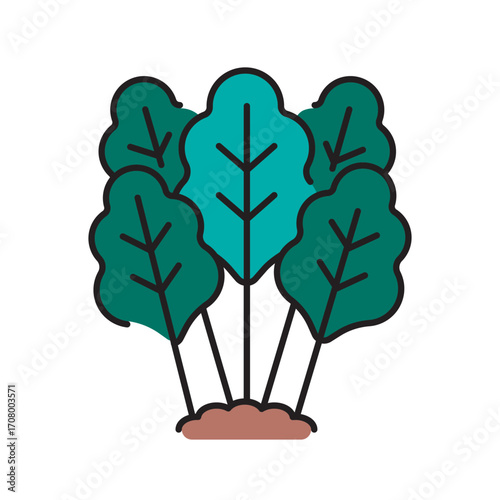 growing spinach color flat icon for digital and print projects. Arctic animals.