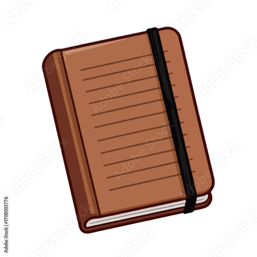 A simple cartoon illustration of a brown journal or notebook, perfect for concepts related to journaling, ideas, and planning.