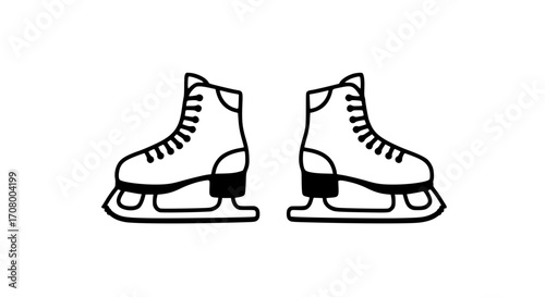 Pair of white winter ice skates black white icon