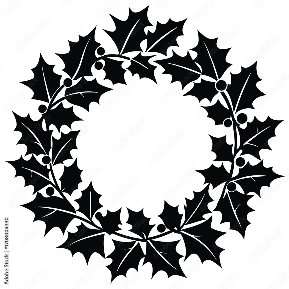 Fototapeta premium holly wreath vector icon