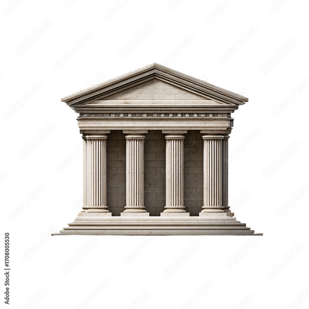Fototapeta premium Classical temple facade isolated on transparent background