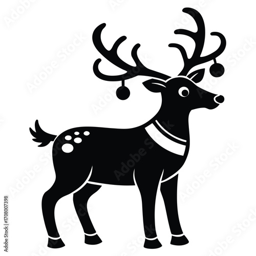 reindeer with bells vector icon