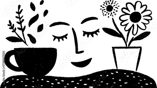 Self care essentials: cozy tea, candle, and floral journal scene for relaxation