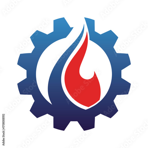 Industrial Gear with Flame Logo Symbol