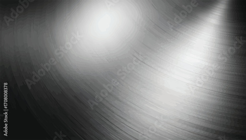 Circular brushed steel texture with shiny light effect, modern metallic surface design background
