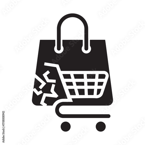 Modern shopping cart and bag icon set for e commerce and retail