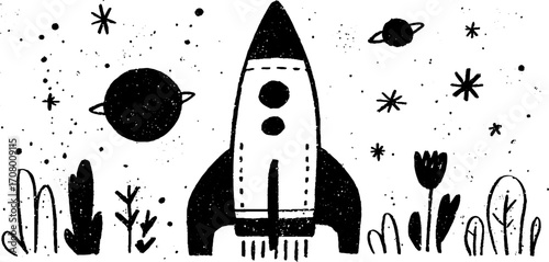 Inspiring startup culture with rocket and lightbulb motifs for creative innovation