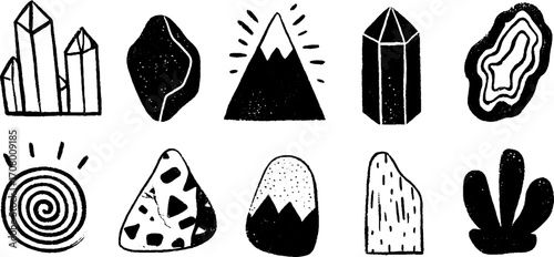 Geometric stone patterns and rock crack designs for creative decoration and art projects