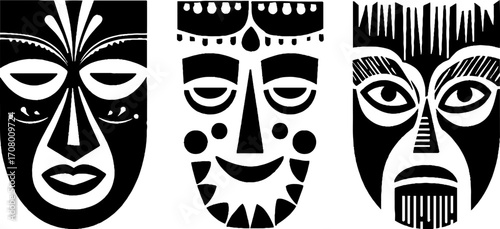 Theatrical masks: comedy and tragedy set for stage decoration