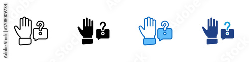 Question Help Multiple Style Icon Design Vector - Raised hand with question bubble, symbolizing asking, doubt, or seeking clarification
