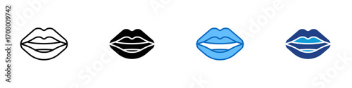 Speaking Lips Multiple Style Icon Design Vector - Lips symbolizing speaking, voice, or communication through words