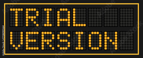 Orange color led banner in word trial version on black background