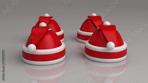 Festive Christmas Santa Hats arranged for Holiday Season