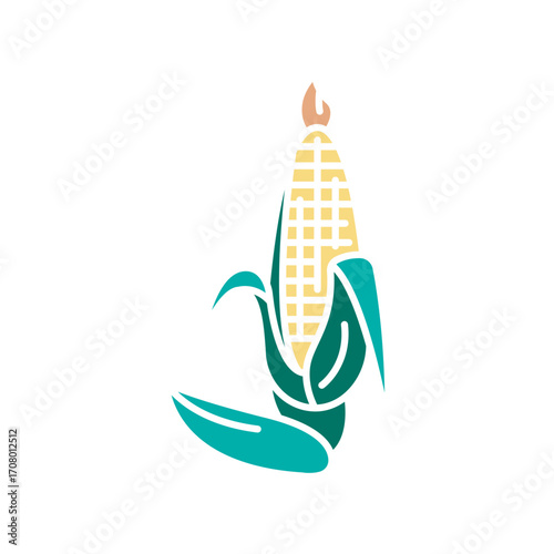 corn growing color flat icon for digital and print projects. Arctic animals.