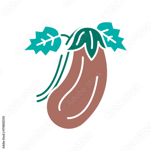 eggplant growing color flat icon for digital and print projects. Arctic animals.