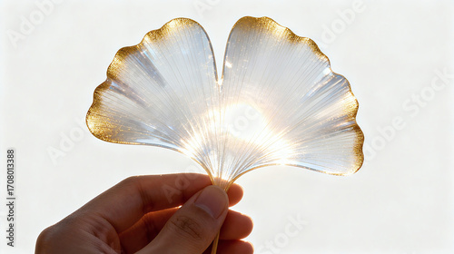 Transparent ginkgo leaves under sunlight