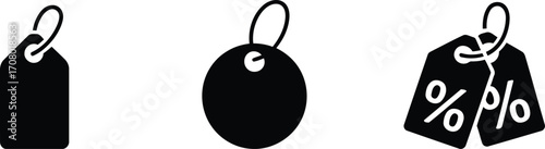 A Set of Creative Black and White Vector Sale Price Tags Depicting Shopping Offers, Discount Deals and Promotional Pricing