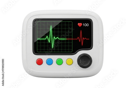 ECG Heart Rate Monitor Displaying Pulse Waveform. Medical Device Icon for Healthcare Diagnostics.