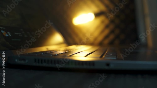 open the laptop and type with an aesthetic background