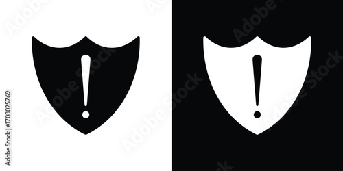 Shield exclamation icons. glyph vector icon. Vector illustration eps 10
