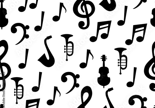 Seamless Repeating Tileable Music Notes Performance Background. Music background. Musical Notes Vector Seamless Pattern
