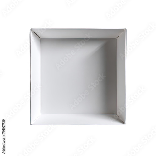 Empty white square box, top view