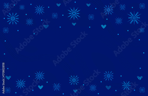 Dark blue background snowflakes, vector winter backdrop with falling snow, snowfall banner, festive card with snowstorm