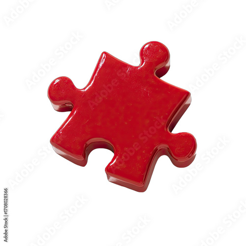 Glossy red puzzle piece