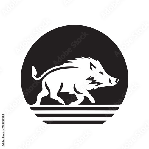 2d wild boar logo with white background
