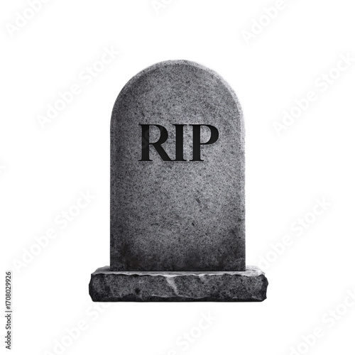 Gravestone with RIP inscription isolated on transparent background