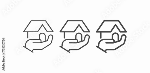 hand holding house icon sign vector