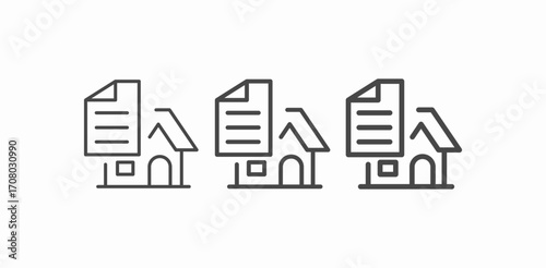 house with document icon sign vector