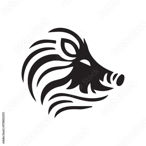 2d wild boar logo with white background