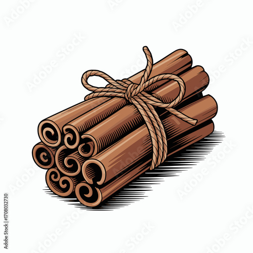 Cinnamon Sticks Bundle Vector Illustration