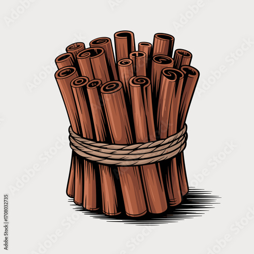 Cinnamon Sticks Bundle Vector Illustration
