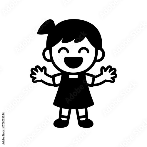 character emotion girl in a sundress joy vector on white background Vector icon character with emotion