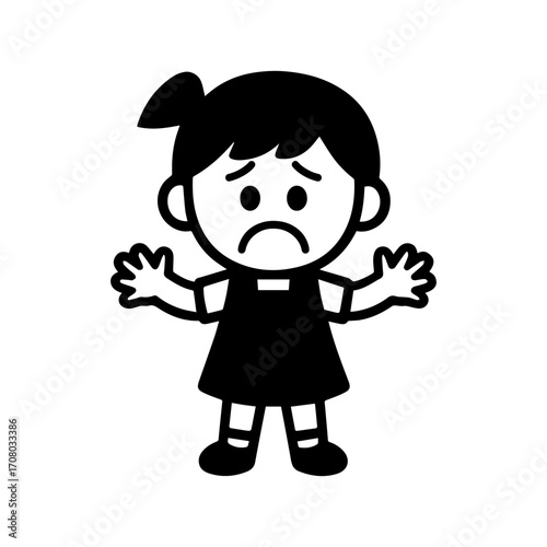 character emotion girl in a sundress sadness vector on white background Vector icon character with emotion