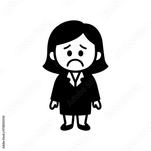 character emotion woman in business suit sadness vector on white background Vector icon character with emotion