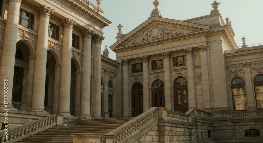 Fototapeta premium Historic Neoclassical Building with Columns and Ornate Facade Architecture