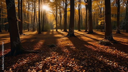 Cinematic wide angle view of a golden field
