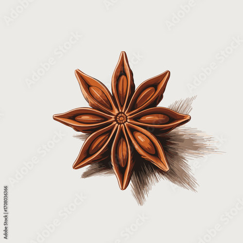 Star Anise Pod Vector Illustration