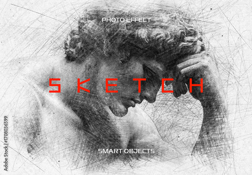 B&W Sketch Photo Effect Mockup