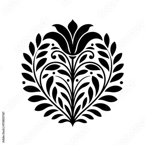 Elegant Floral Ornament: A captivating floral design, embodying the essence of nature's artistry with delicate leaves and petals. The timeless aesthetic is a testament to nature's beauty.