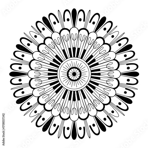 Intricate Mandala: a meticulously crafted mandala design, exuding intricate patterns, geometric precision, and the harmonious interplay of lines and shapes. 
