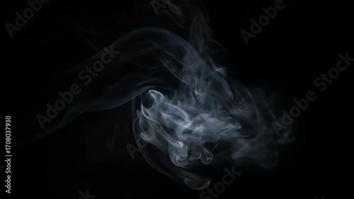A subtle white light flare pulses rhythmically, illuminating swirling smoke textures in a dark, seamlessly looping abstract video abstract video, looping, digital