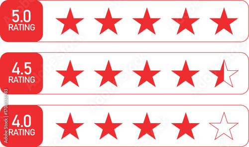 Five Star Rating Review Badge Icon for Quality Feedback