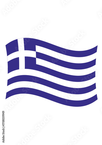 The national flag of Greece flutters in the wind