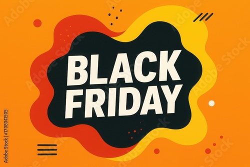 Black Friday bold typography on dynamic orange background perfect for seasonal sales banners eCommerce promotions and advertising templates