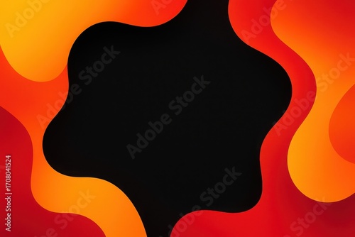 Bold abstract frame with black center and fiery red orange gradients ideal for Black Friday promotions sale banners and high impact commercial visuals